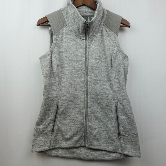 Athleta Stronger Workout Vest Sz M Heather Gray Knit Full Zip Sleeveless Jacket - Picture 2 of 14